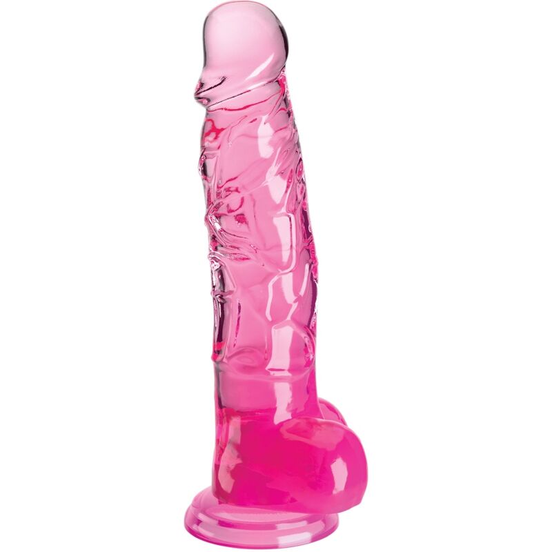 King Cock Clear Realistic Penis with Balls 16.5 cm Pink