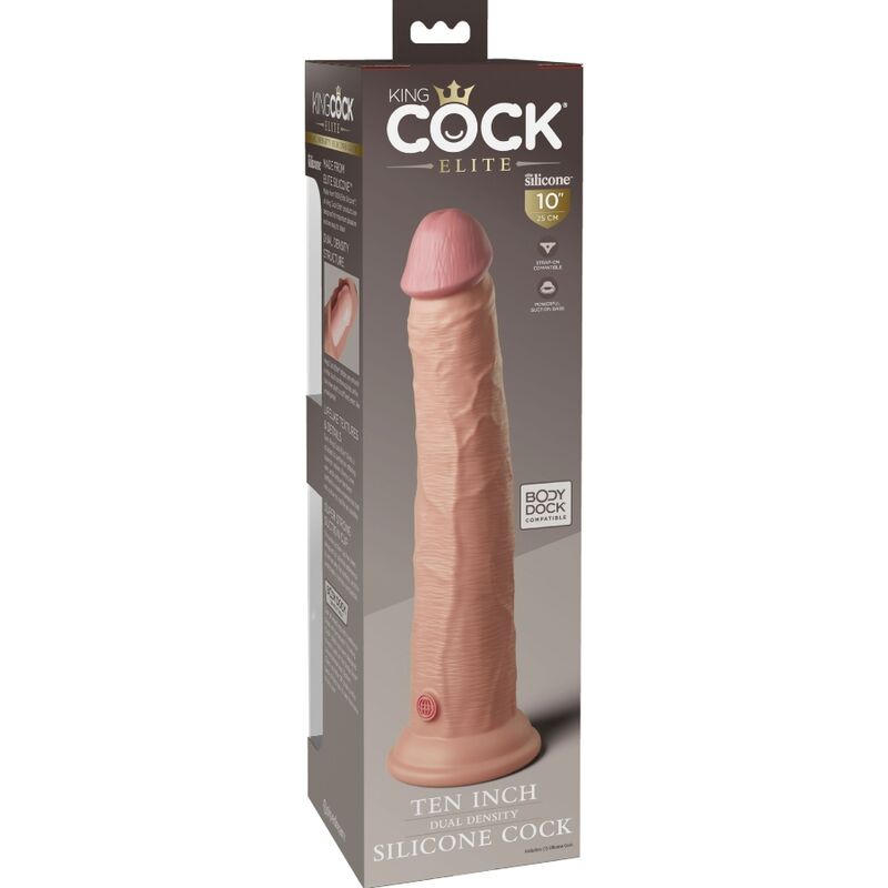 Consolador de Silicona Doble Densidad 10 Pulgadas - King Cock Elite