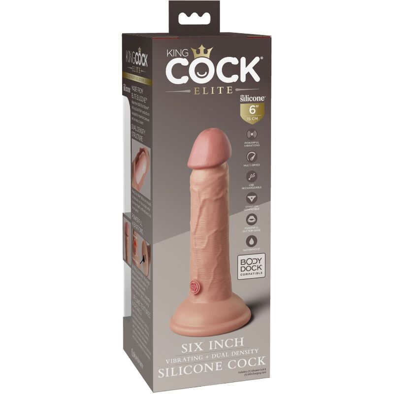 King Cock Elite Realistic Dildo Vibrating Silicona 15.2 cm