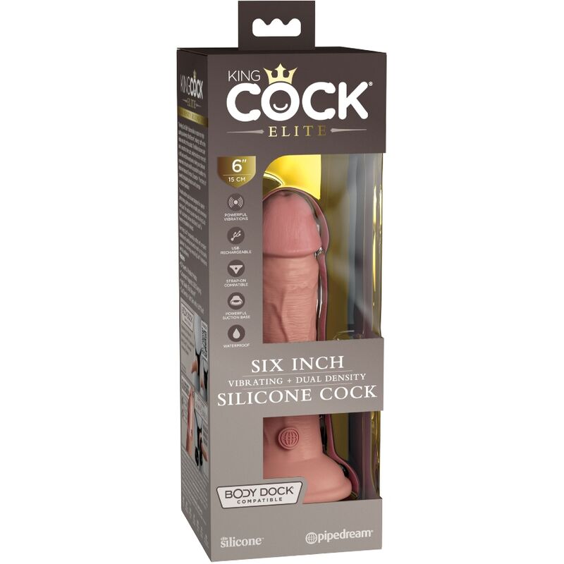 King Cock Elite Realistic Dildo Vibrating Silicona 15.2 cm