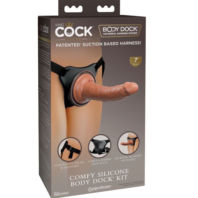 King Cock Elite Comfy Adjustable Harness with Dildo 17.8 cm
