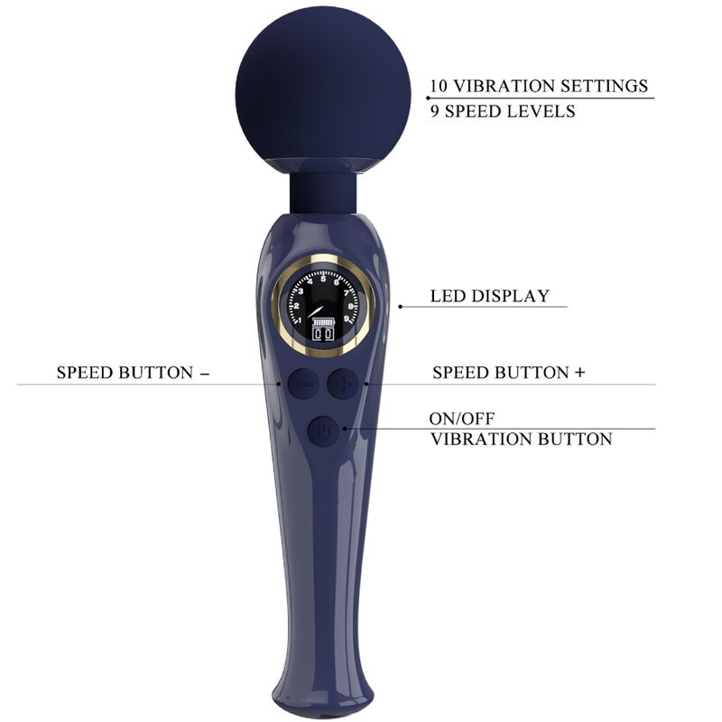 Pretty Love Skyler Vibrador Wand Azul - 10 Modos y 9 Velocidades