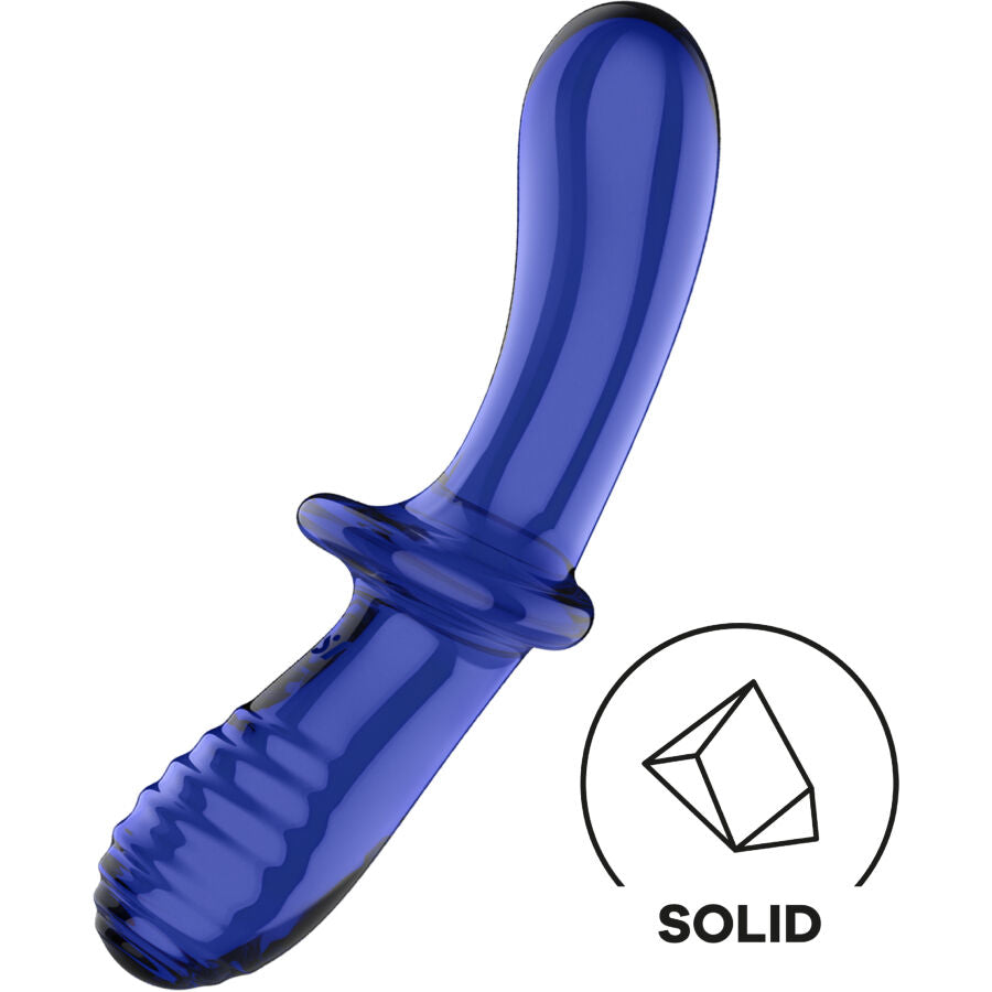 Satisfyer Double Crystal Dildo Blue - Juguete Íntimo de Cristal