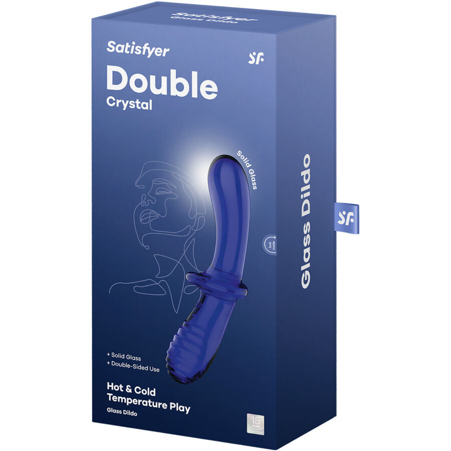 Satisfyer Double Crystal Dildo Blue - Juguete Íntimo de Cristal