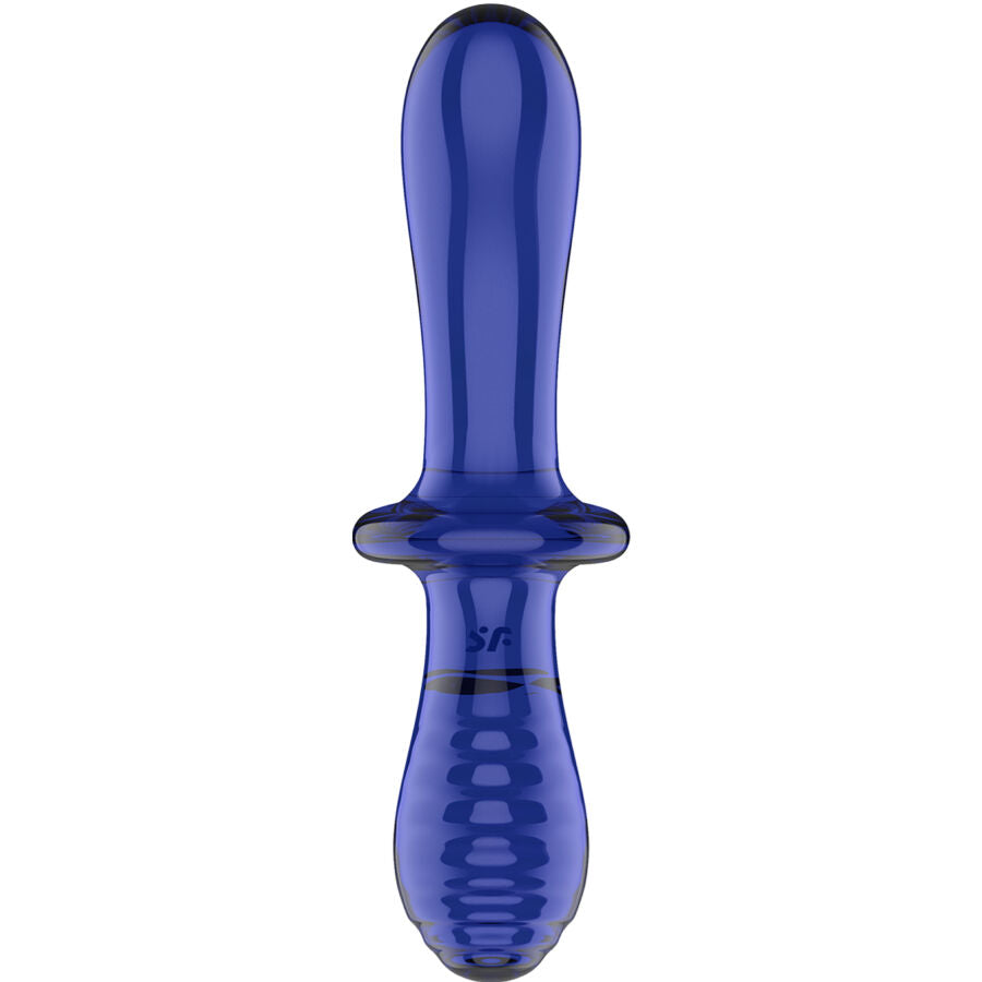 Satisfyer Double Crystal Dildo Blue - Juguete Íntimo de Cristal