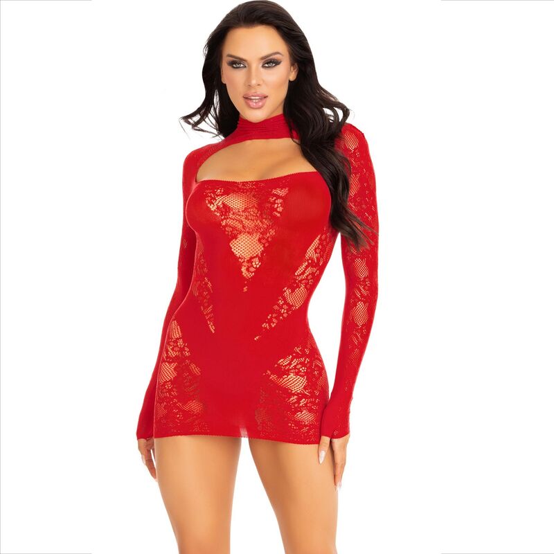 Leg Avenue Mini Dress Encaje Rojo - Conjunto Lencería 2 Piezas