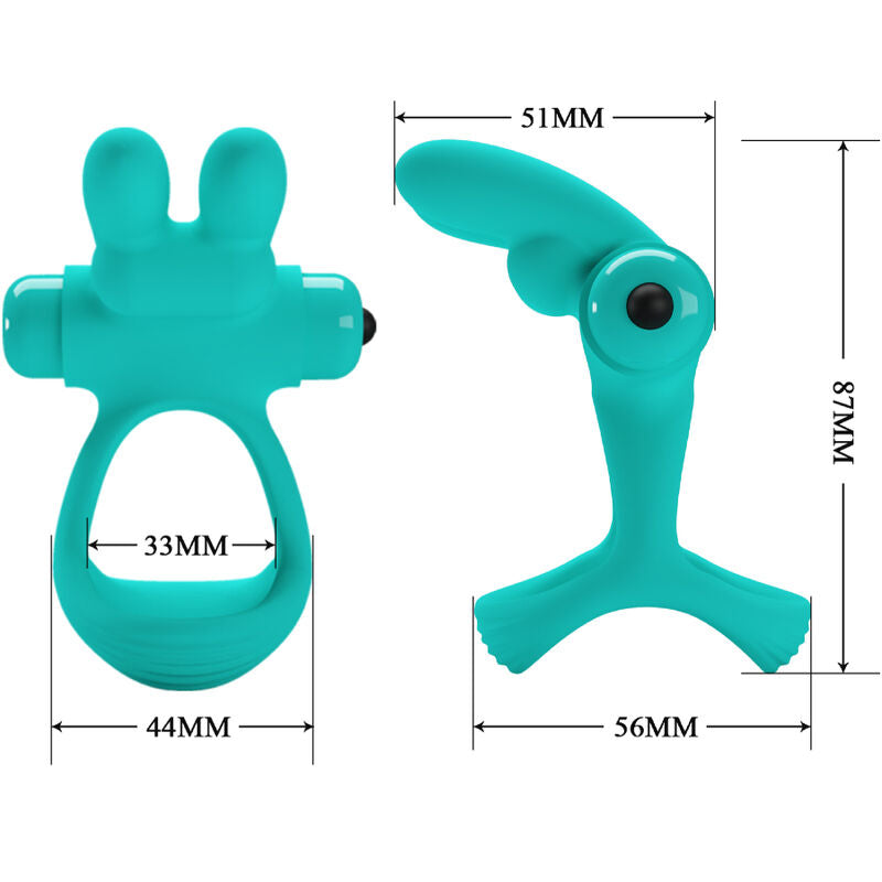 Pretty Love Dante Green Rabbit Vibrator Ring