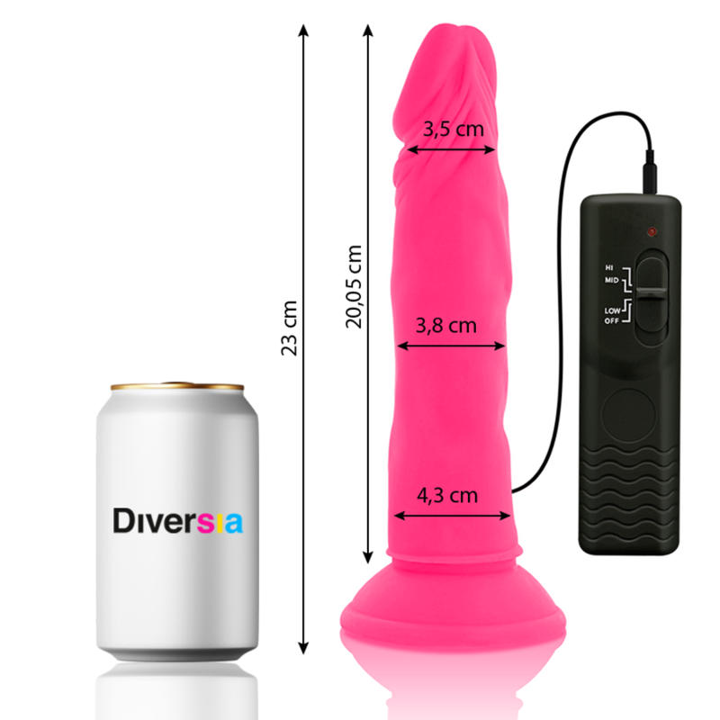 Diversia Flexible Vibrating Dildo Rosa 23 cm