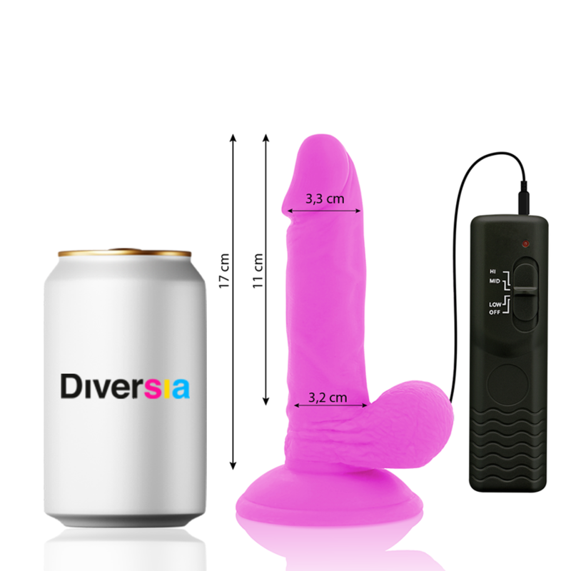 Diversia Flexible Vibrating Dildo Purple 17 cm