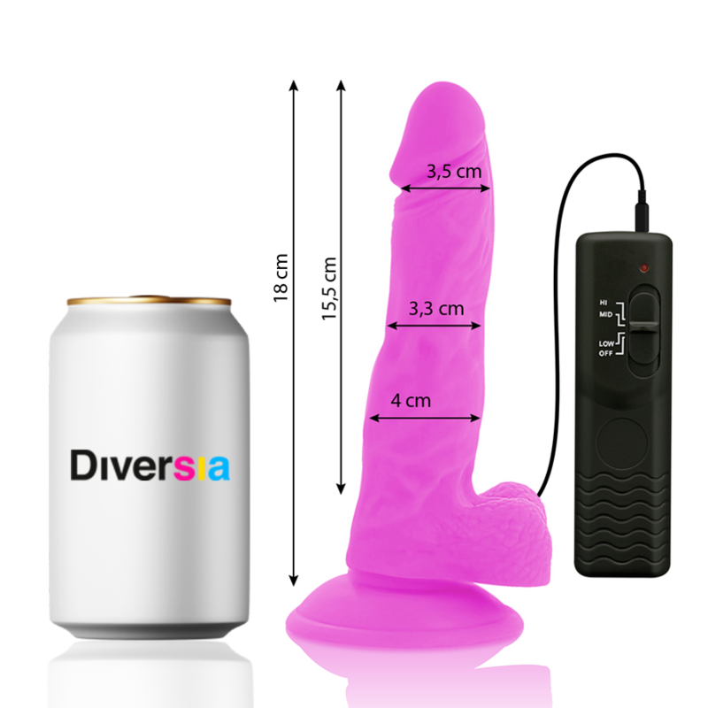 Diversia Flexible Vibrating Dildo Purple - 18 cm