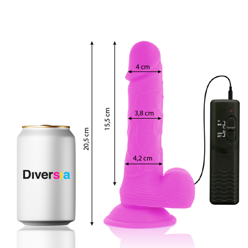 Diversia Flexible Vibrating Dildo Purple 20.5 cm