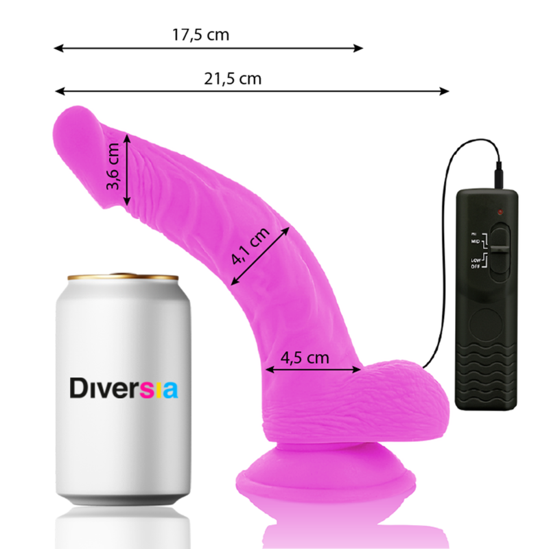 Diversia Flexible Vibrating Dildo Purple 21.5 cm