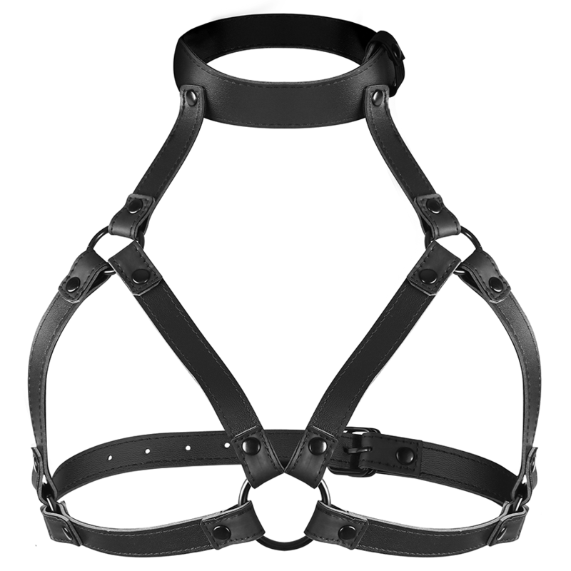 Arnés Pectoral Ajustable BDSM - Cuero Vegano con Cadena Metálica