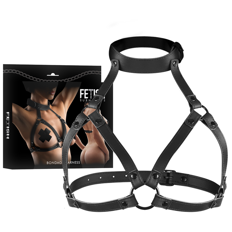 Arnés Pectoral Ajustable BDSM - Cuero Vegano con Cadena Metálica