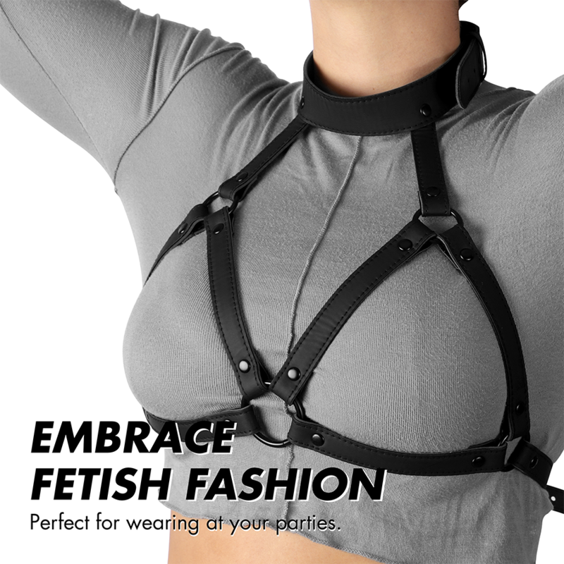 Arnés Pectoral Ajustable BDSM - Cuero Vegano con Cadena Metálica