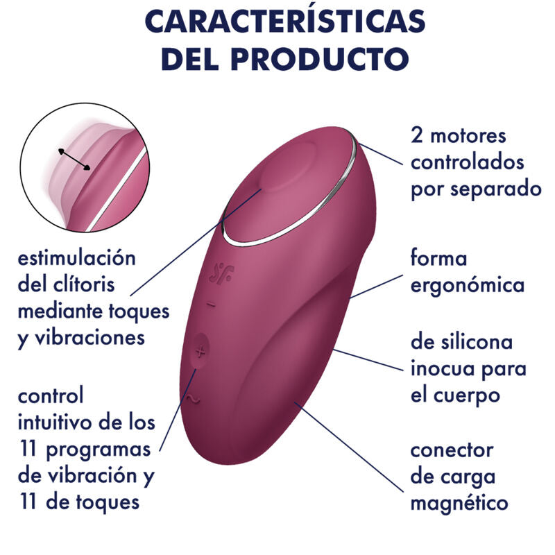 Satisfyer Tap & Climax 1 Lay-On Vibrator Rojo