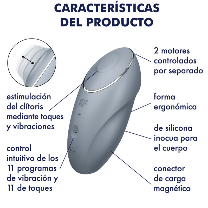 Satisfyer Tap & Climax 1 Lay-On Vibrator Gris