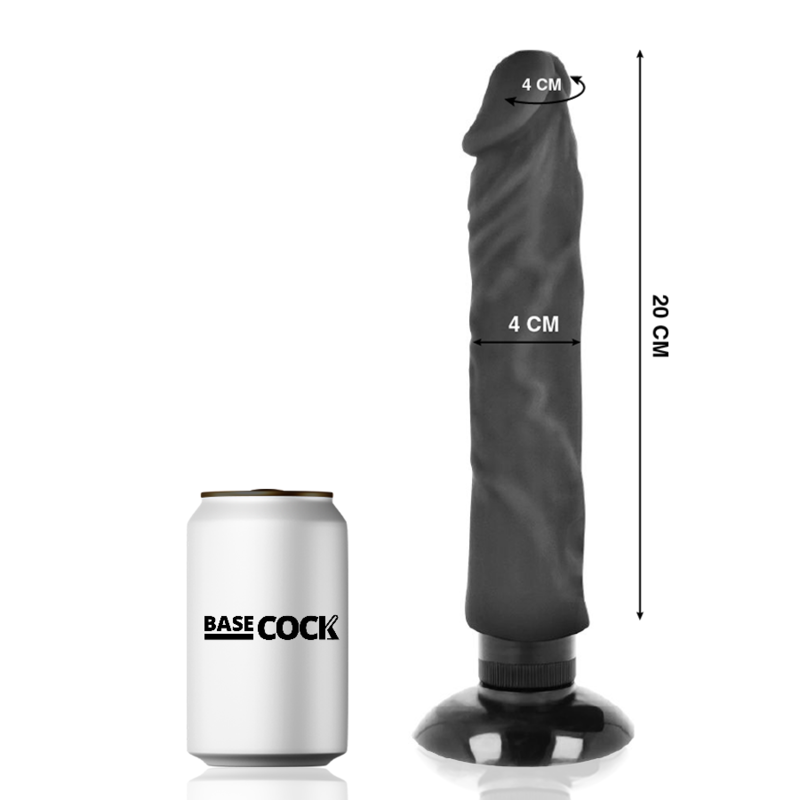 Basecock Realistic Vibrator 2-1 Black 20 cm