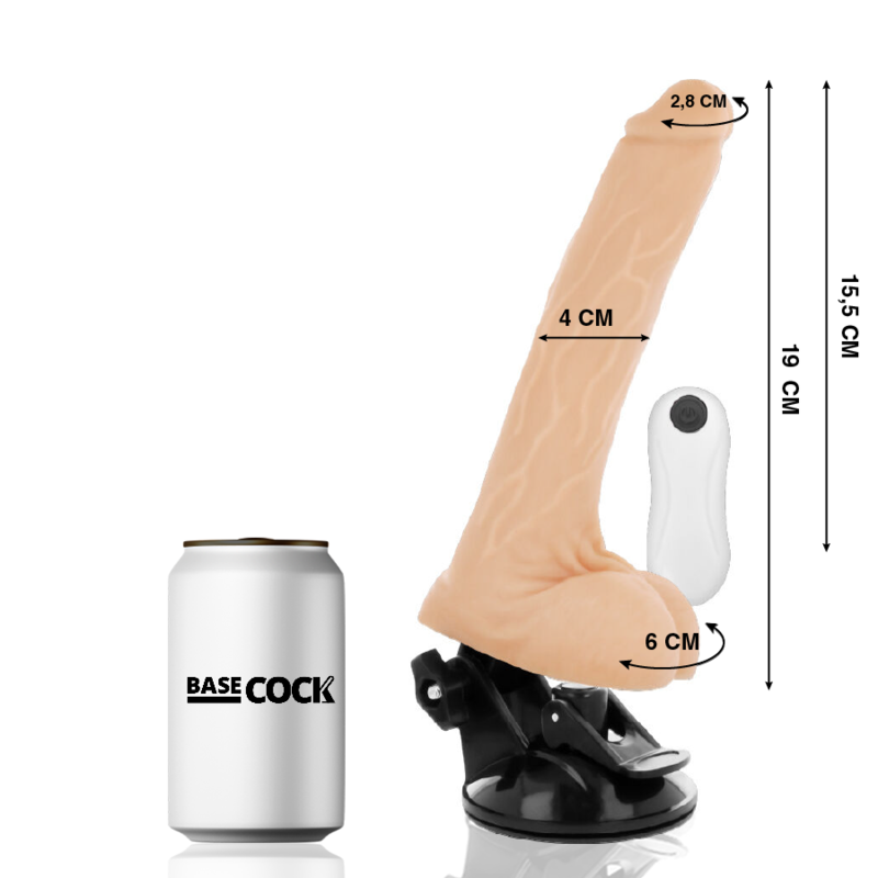 Basecock Vibrador Realista con Control Remoto 19 cm