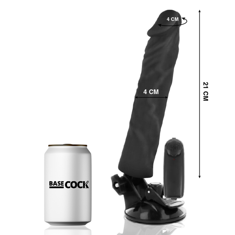 Basecock Vibrador Realista Control Remoto Negro 21 cm