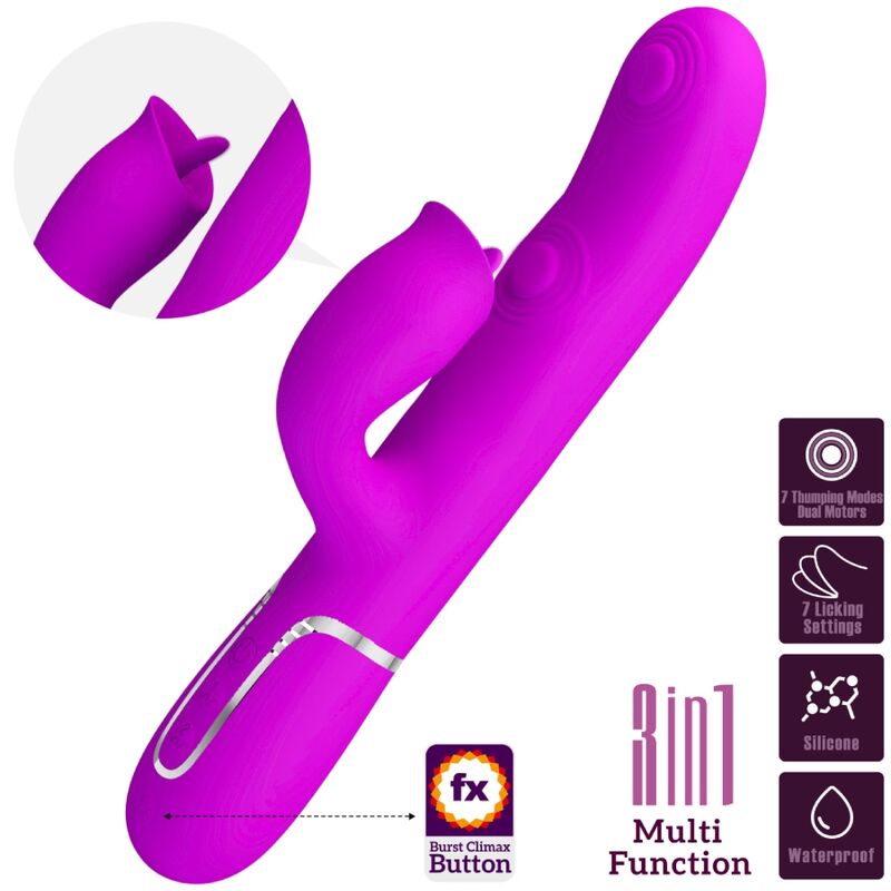 Pretty Love Rabbit Vibrator with Licking Fuchsia