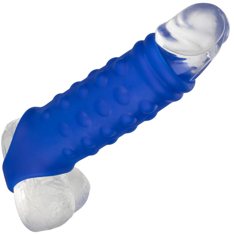 Admiral Beaded Penis Cover Liquid Silicone Blue - CalExotics
