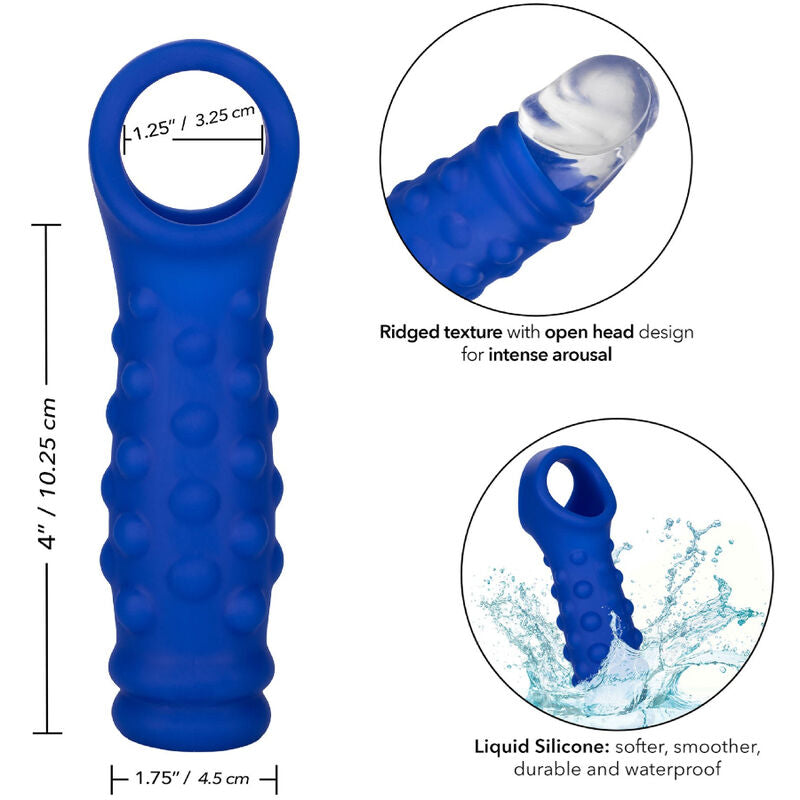 Admiral Beaded Penis Cover Liquid Silicone Blue - CalExotics