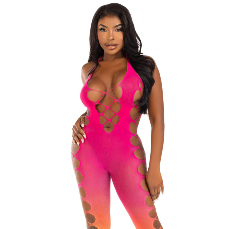 Leg Avenue Ankle Bodystocking Sunset - Lencería Elástica con Cinturón de Liguero