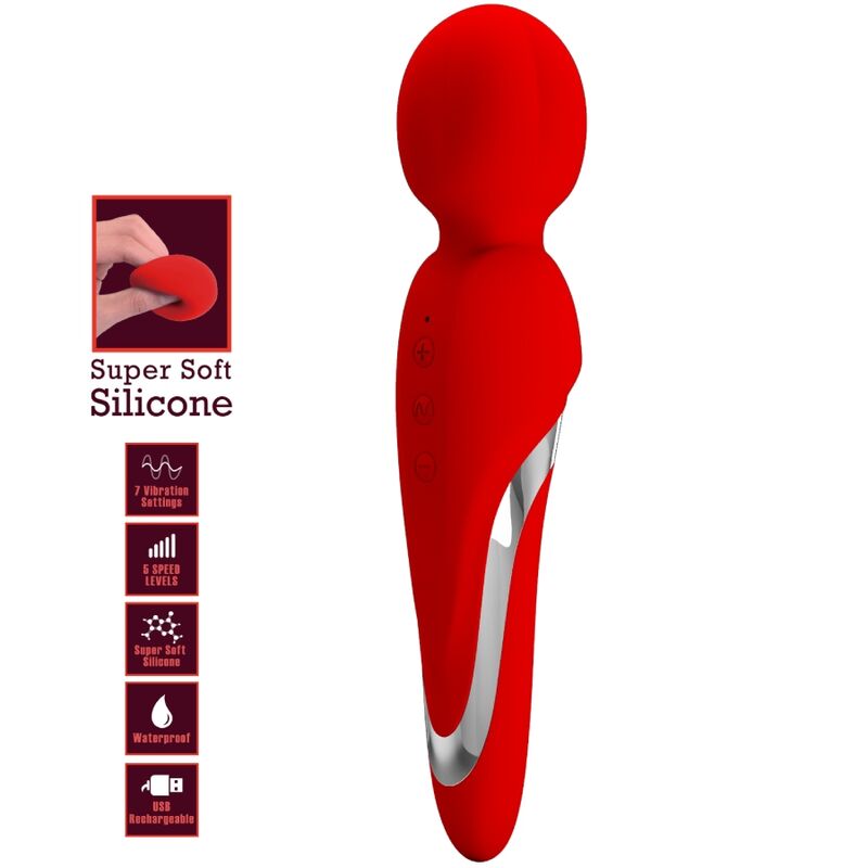 Pretty Love Walter Vibrator Wand Red - Masajeador