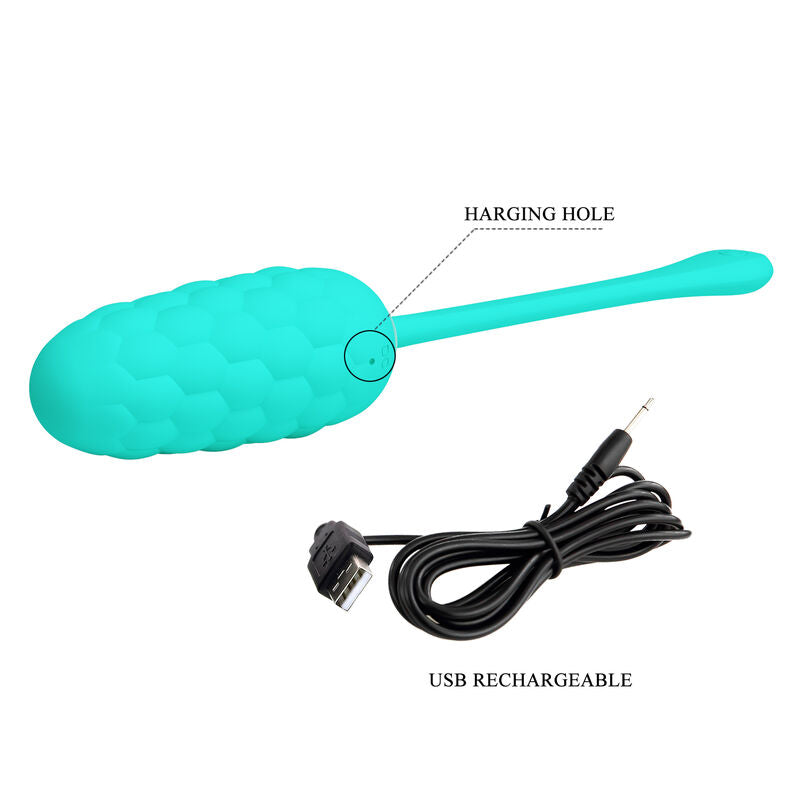 Pretty Love Vibrating Egg Aqua Green - Recargable con Textura Marina