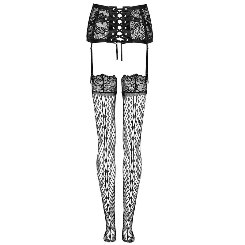 Livco Corsetti Fashion Garter Belt + Stockings Negro L/XL