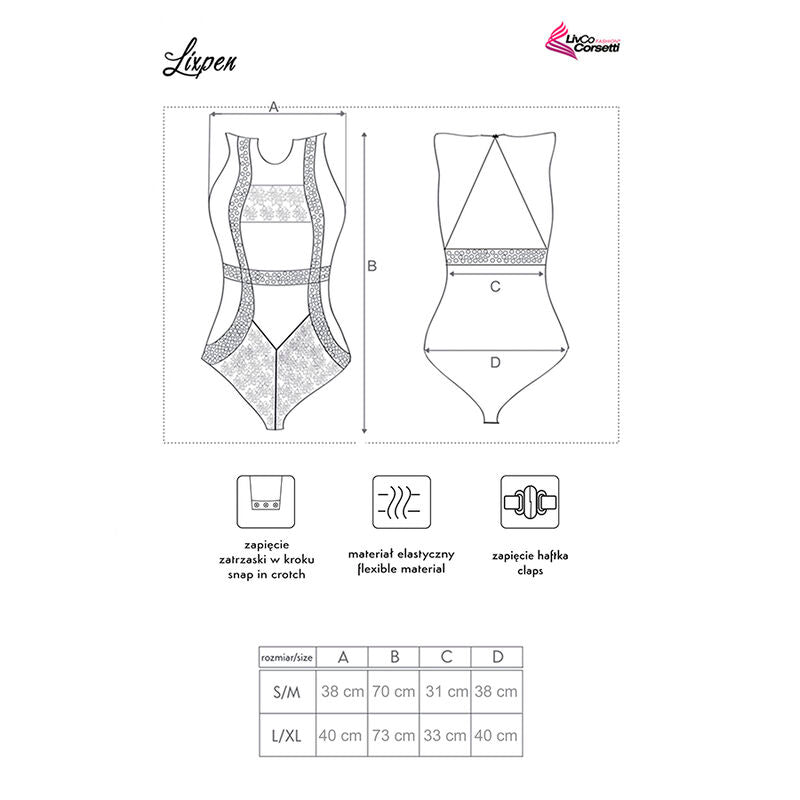 Body Negro Transparente sin Mangas LIVCO CORSETTI LIXPEN LC 90612