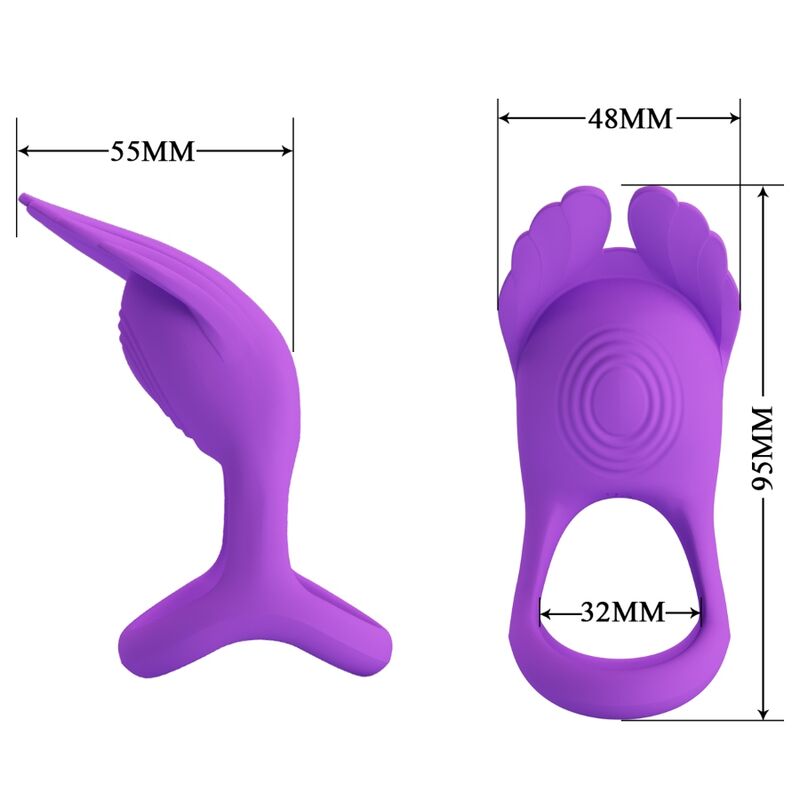 Pretty Love Silas Vibrant Penis Ring - 7 Vibraciones Silicona Morada