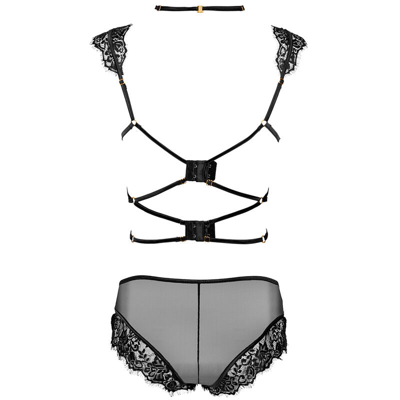 Conjunto Lencería Palmenom LivCo Corsetti Fashion - Sujetador y Braguita Encaje Negro L/XL