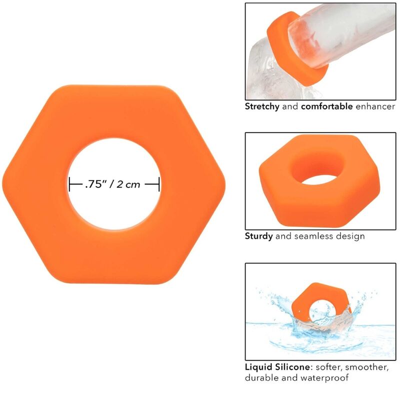 CalExotics Alpha Prolong Sexagon Ring Orange - Anillo Estimulador