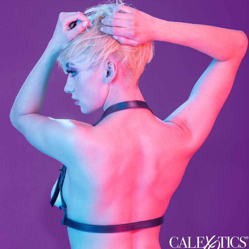 CalExotics Euphoria Halter Buckle Harness - Arnés Premium en Cuero Vegano