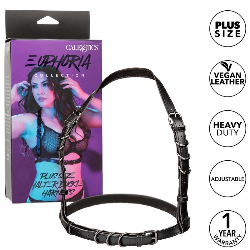 CalExotics Euphoria Plus Size Halter Buckle Harness - Negro