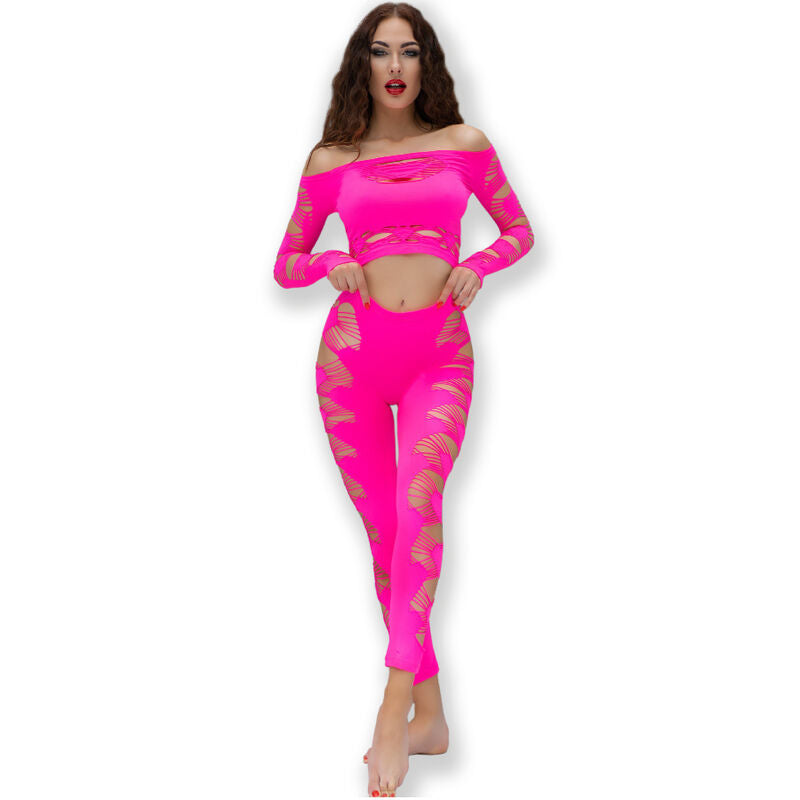 Chilirose CR 4632 - Conjunto Top y Pantalón Fucsia Talla S/L