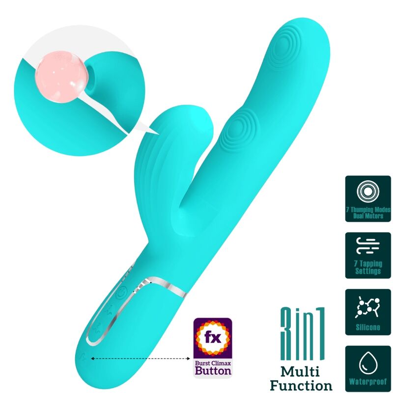 Pretty Love Perlita Multifunction 3 en 1 Vibrador G-Spot Aqua Green