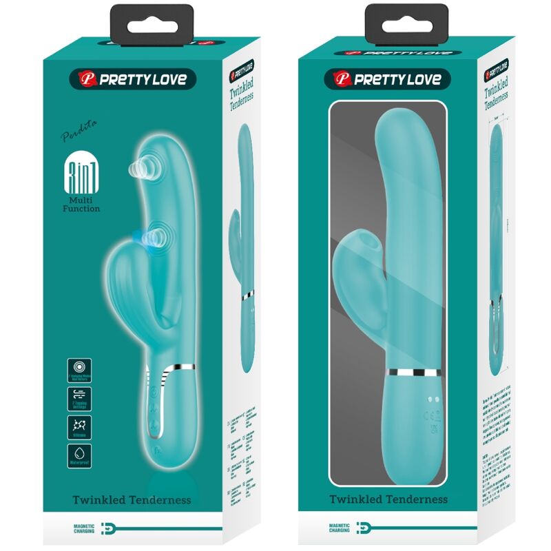 Pretty Love Perlita Multifunction 3 en 1 Vibrador G-Spot Aqua Green