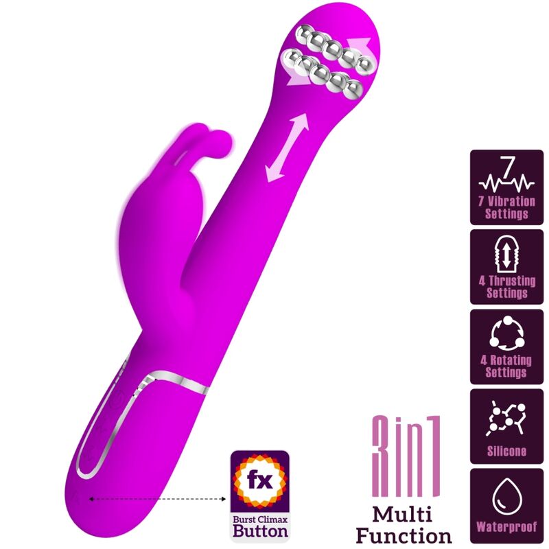 Pretty Love Dejon Rabbit Vibrator 3 en 1 Multifunción Violeta
