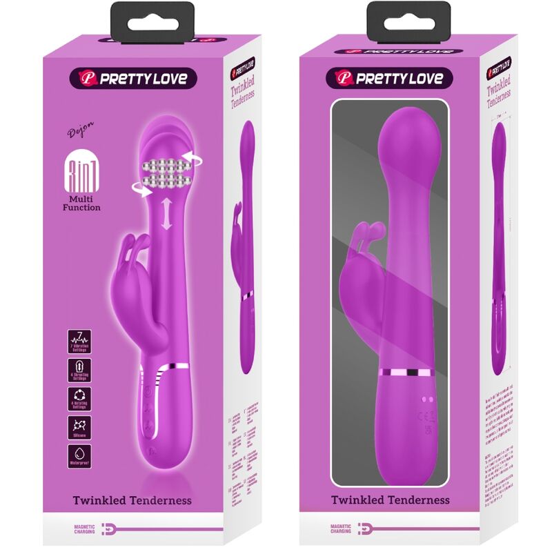 Pretty Love Dejon Rabbit Vibrator 3 en 1 Multifunción Violeta