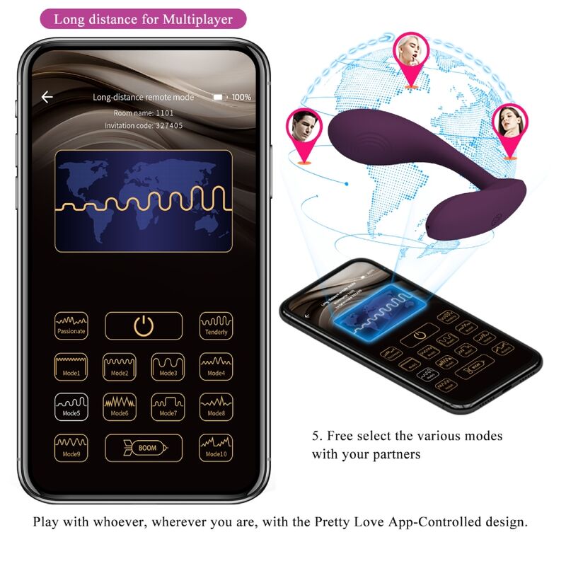 Pretty Love Baird G-Spot 12 Vibraciones Recargable Lila con App