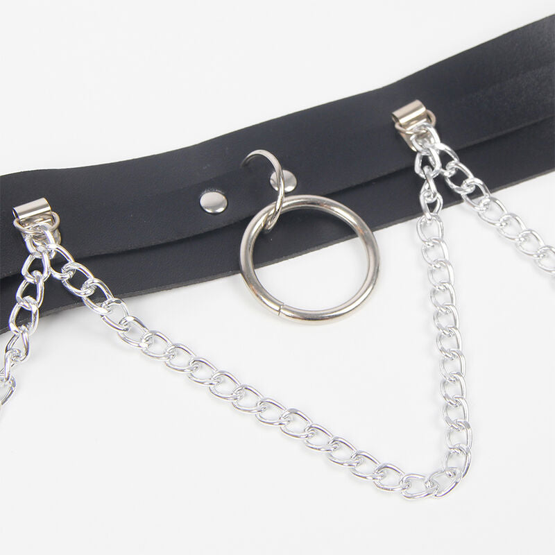 Subblime Belt and Garter Harness with Rings and Chain Detail - One Size