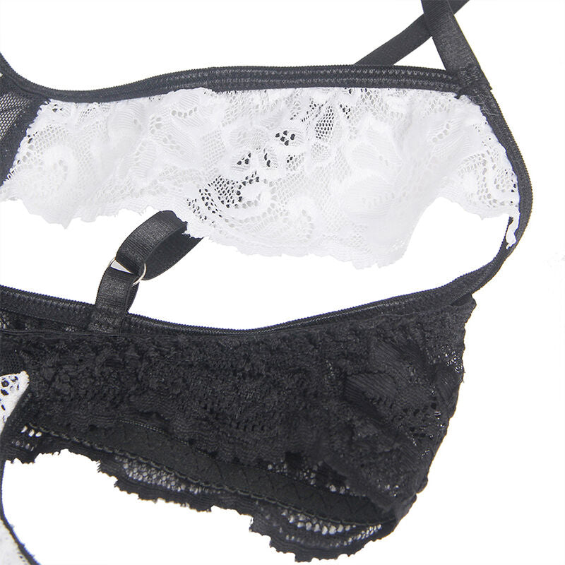 Disfraz Soubrette Sexy Subblime L/XL - Costume Clásico Negro y Blanco