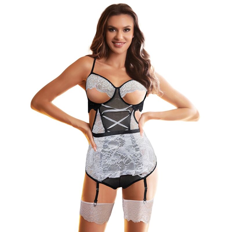 Disfraz Soubrette Sexy Subblime L/XL - Costume Clásico Negro y Blanco