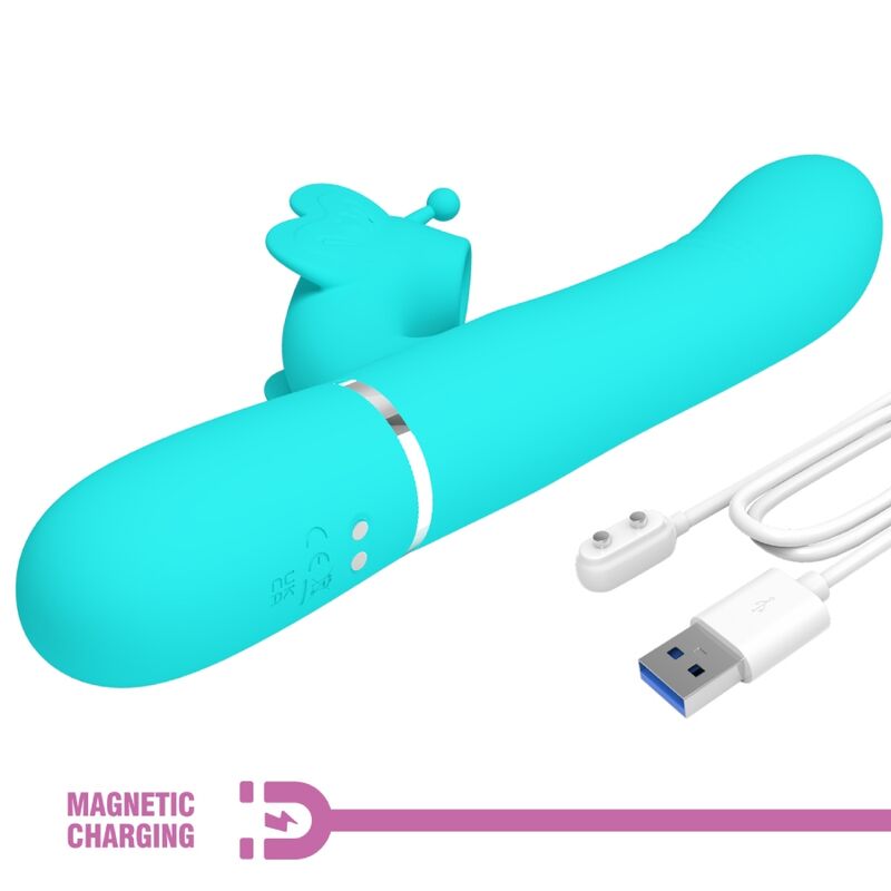 Pretty Love Multifunction Rabbit Vibrator 4 en 1 Butterfly Aqua Green