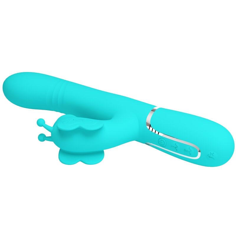 Pretty Love Multifunction Rabbit Vibrator 4 en 1 Butterfly Aqua Green