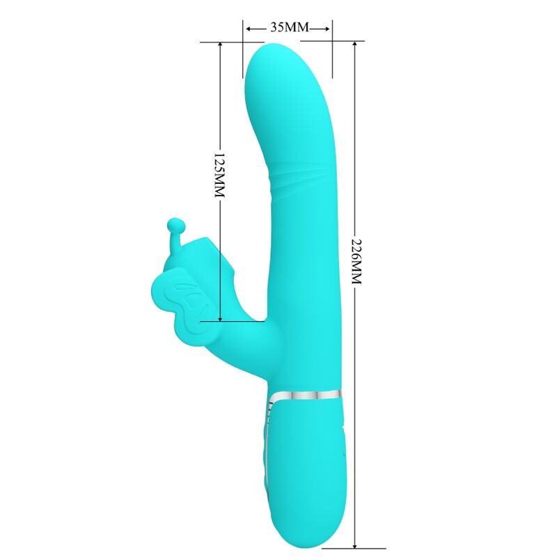 Pretty Love Multifunction Rabbit Vibrator 4 en 1 Butterfly Aqua Green