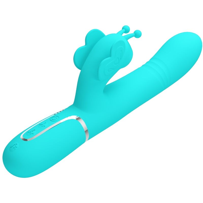 Pretty Love Multifunction Rabbit Vibrator 4 en 1 Butterfly Aqua Green